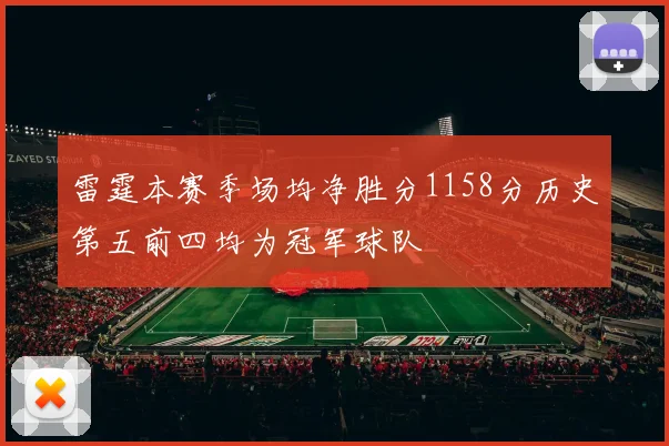 雷霆本赛季场均净胜分1158分历史第五前四均为冠军球队